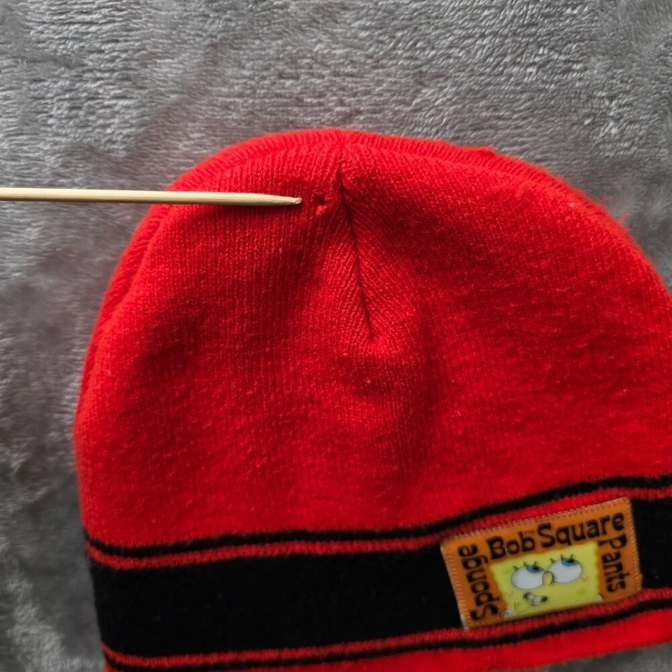 Nickelodeon Bob Esponja 2003 Niños Gorro Rojo Negro Tejido Sombrero Buen Estado Foto 4 de 4