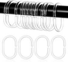 48 PCS Shower Curtain Hooks, Plastic C-Shaped Shower Rings for Curtain Simple