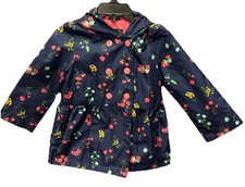 Carter  s Girls Blue Floral Lined Rain Jacket Coat Size 3T Hooded Colorful