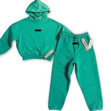 Fear of God Essentials Kids Hoodie Jogger SET Mint Leaf Green Youth Size 8