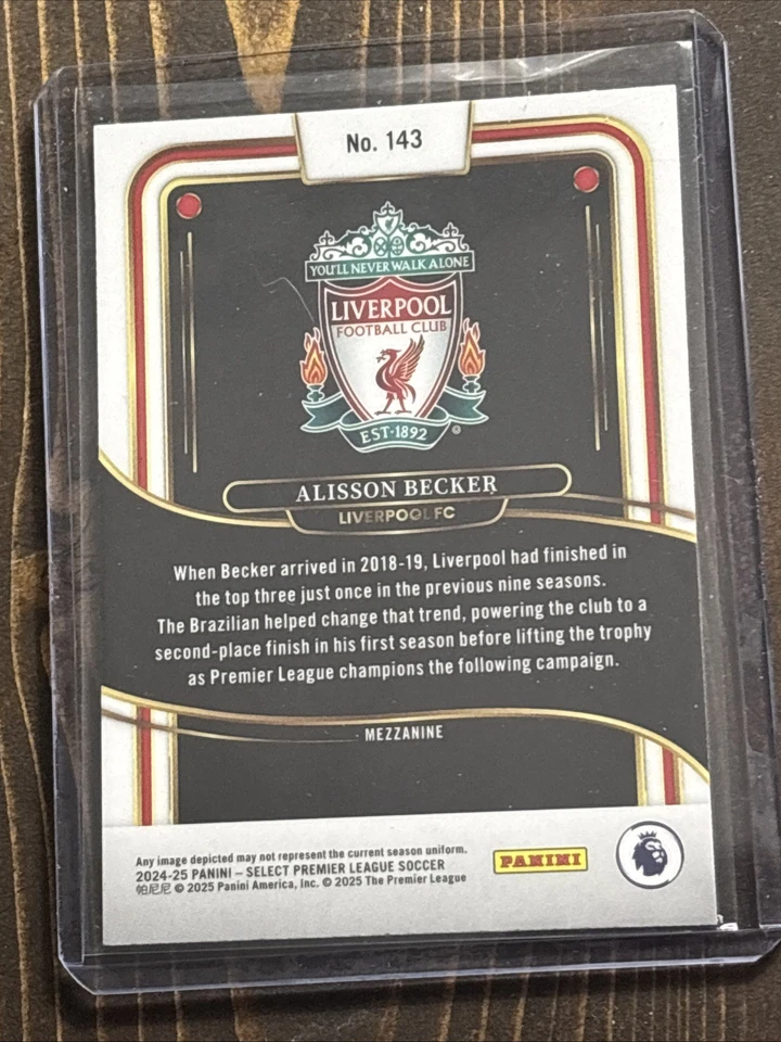2024-25 Select Premier League Mezzanine #143 Alisson Becker Silver Prizm - Image 2 of 2