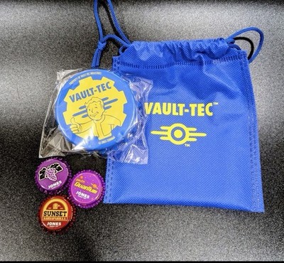 New Jones Soda x Fallout Vault-Tec Nuka Cola Bottle Cap Set Opener Magnet Bag