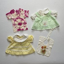 Vintage Baby Clothes Lot 1970s Embroidered Dresses Bib Shirt Handmade Set Dolls