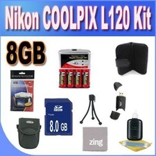 Nikon COOLPIX L120 8GB Accessory Saver Kit 8GB SDHC Memory Card Set of 4 NIMH