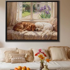 Cocker Spaniel Dog Canvas Print Oil Painting Floral Dog Decor Living Room Art