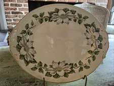 Homer Laughlin Cotillion 13.5" Oval Platter Eggshell Georgian White Floral EUC