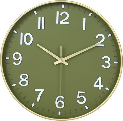 Wall Clocks Battery Operated,Wall Clock Green Gold,12 Inch Wall Clock Silent Non