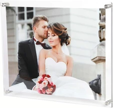 Magicool 11X14 Clear Acrylic Wall Mount Floating Double Panels Frameless Picture