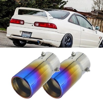 2xFor Acura Integra Exhaust Pipe Tip Rear Tail Throat Muffler Stainless Steel