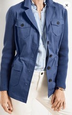 Talbots Sweater Sleeve Jacket Blazer Womens Navy Dusk Blue XL NWOT