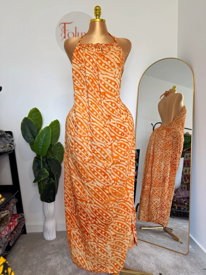 Adire backless gown, one size. - Image 1 of 1