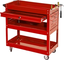 3 Tier Rolling Tool Cart with Wheels, Tool Box with Drawers Universal Chest Lock