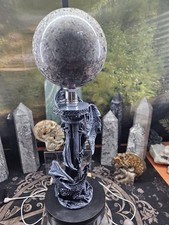 Bola de cristal esfera de cuarzo natural Yooperlite de 6,71 lb con soporte de dragón