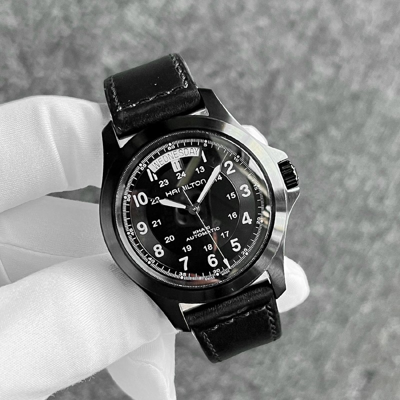 HAMILTON Men's Watch Khaki Field King Auto Black H64465733 Rare