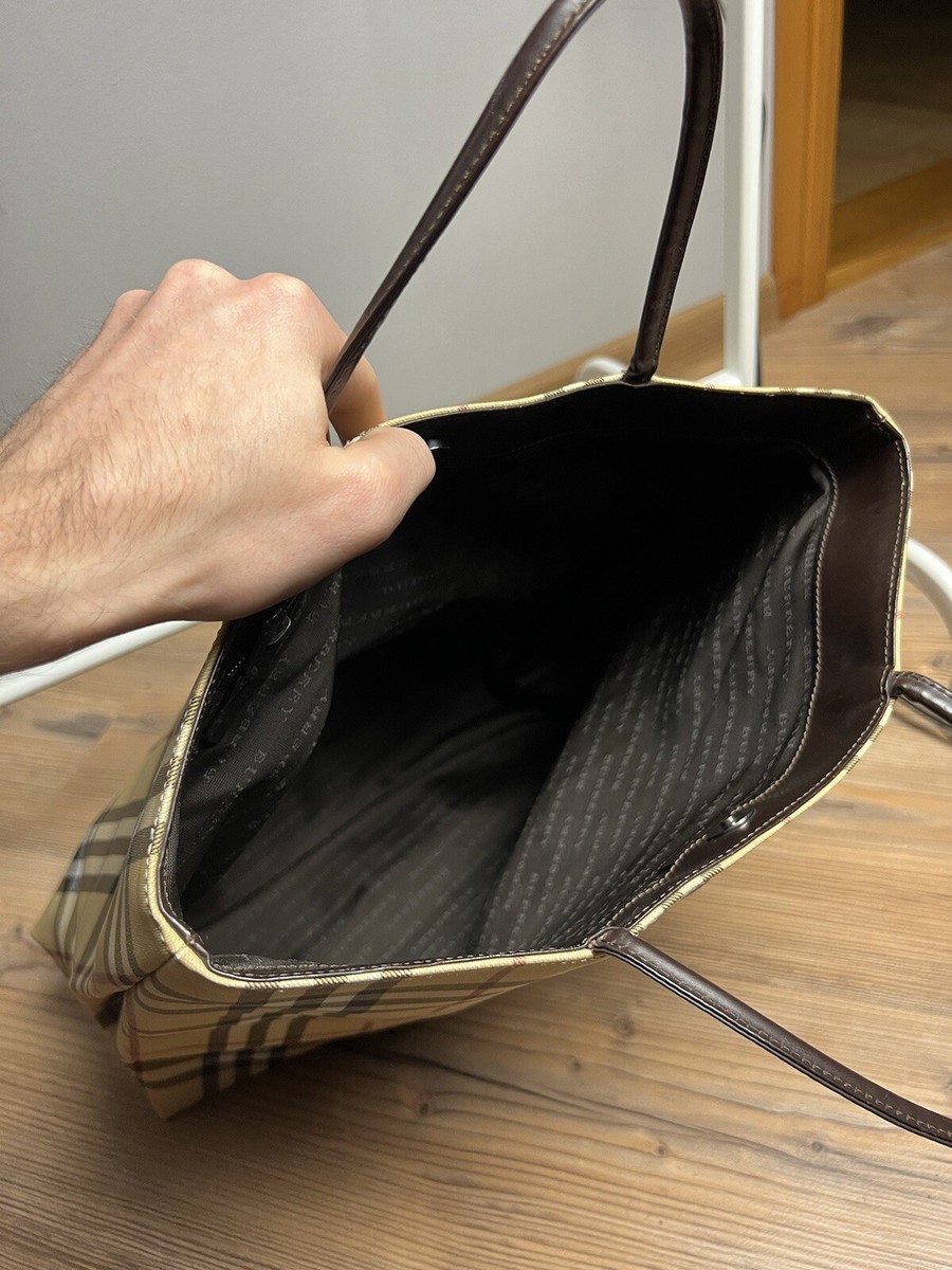 Authentic ICONIC BURBERRY Vintage Nova Check Shoulder Tote Bag PVC