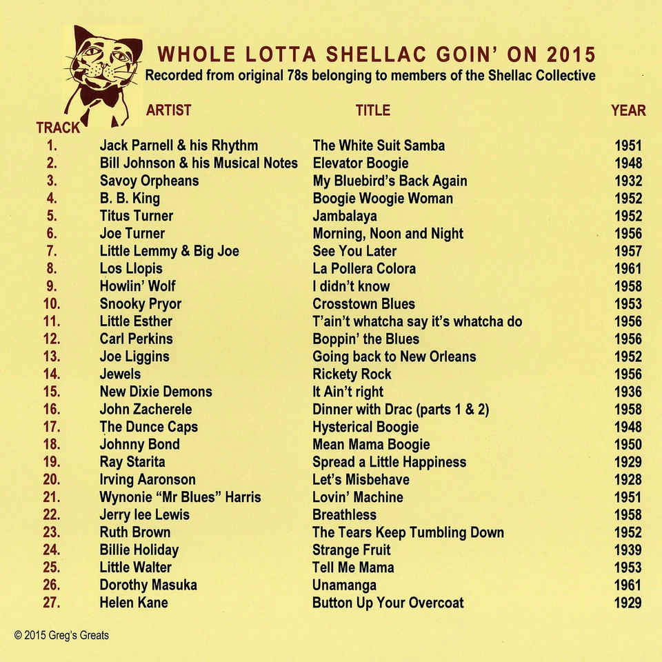 2015 SHELLAC COLLECTIVE CD  WHOLE LOTTA SHELLAC GOIN ON  27 GREAT 78rpm RECORDS! - Image 2 of 2