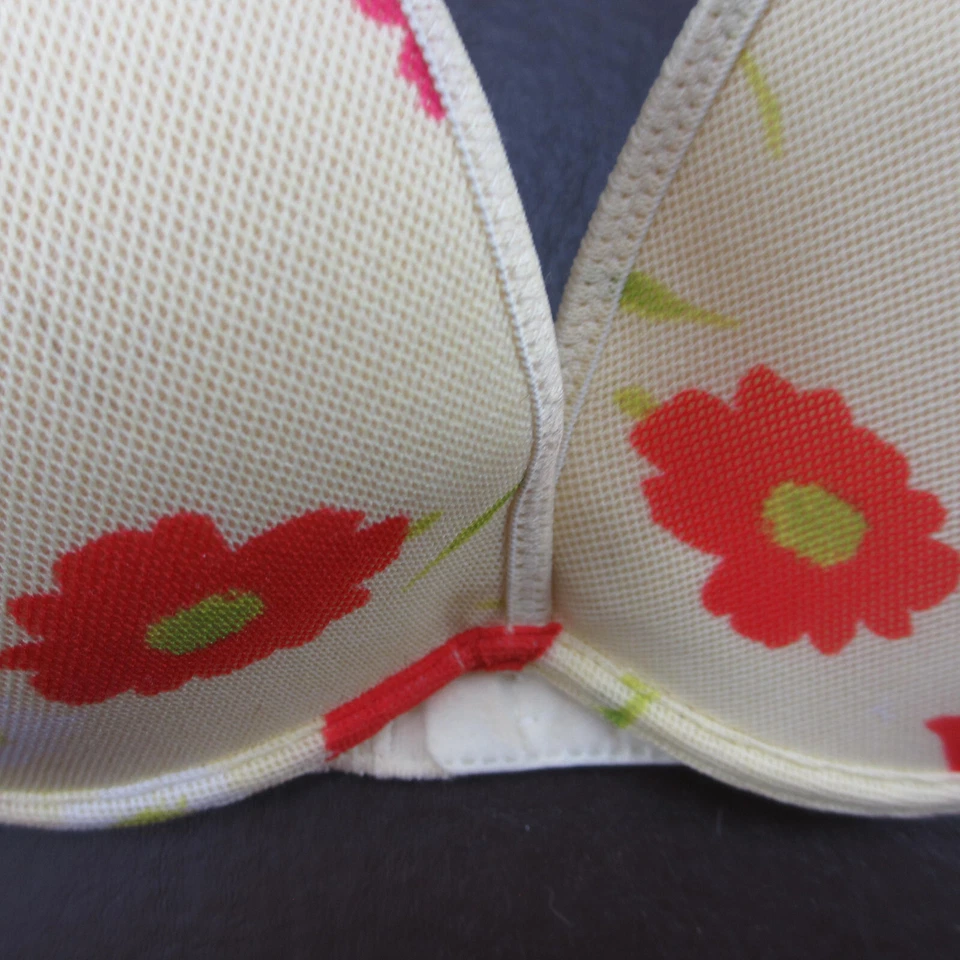 Sujetador Rene Rofe 34C Amarillo Floral Acolchado Con Aros Cierre Ajustable Espalda Foto 3 de 4