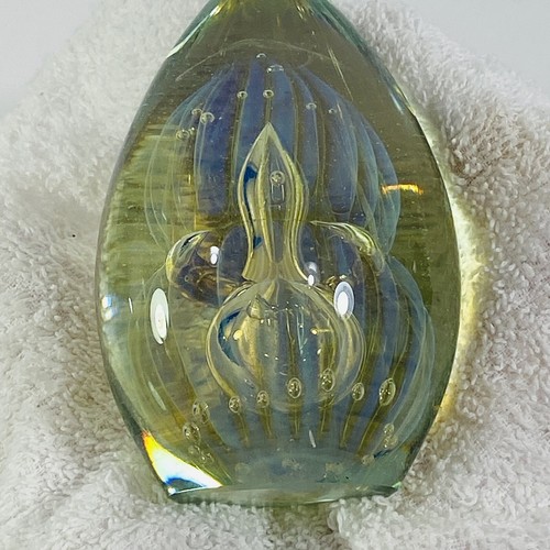 Robert Eickholt Signed 2008 Double Jellyfish Bubble Egg Shaped Glass Paperweight - Imagen 7 de 24