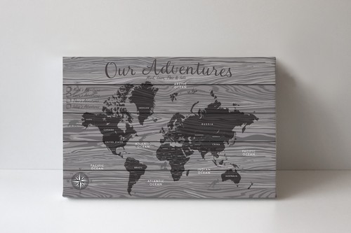 Personalised Travel Map of World With Pins Canvas - XL World Map Pin Board 91x60 - Picture 5 of 8