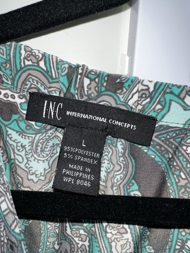 INC. Business Casual Green, White and Gray Sleeveless Blouse Size large - Picture 4 of 9