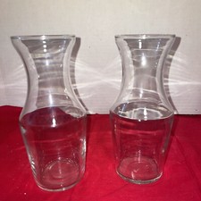 2 Clear Glass Flower Vases- 6.5 inches- Estate Find