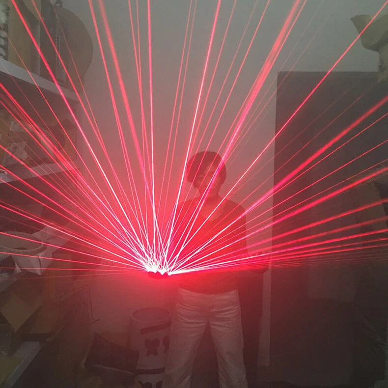 2in1 LED Laser Green Light Gloves DJ Club Dancer Stage Lighting Show Disco Party - Image 2 of 4