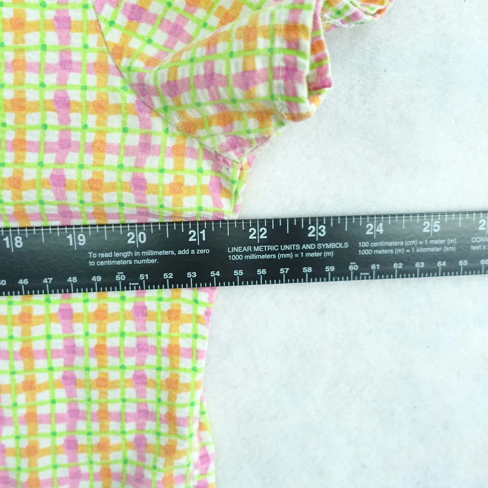 Blusa Médica Medgear Mujer M Patrón a Cuadros Rosa Verde Pascua Pastel Manga Corta Foto 3 de 4