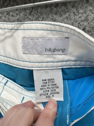 Swim Trunks Billabong Size 11 Board Shorts White Teal Blue White I6 - Picture 3 of 5