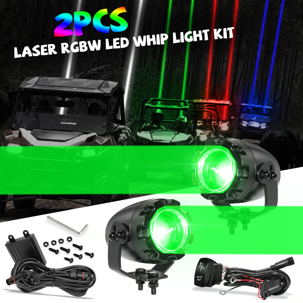 2X UTV Laser RGB LED Whip Light Whipless Antenna Remote For Polaris RZR 1000 XP
