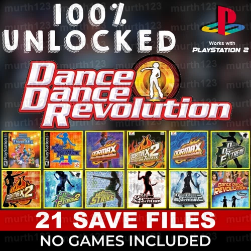 Dance Dance Revolution Save Pack ALL PlayStation 2 PS2 Memory Card Unlocked Save