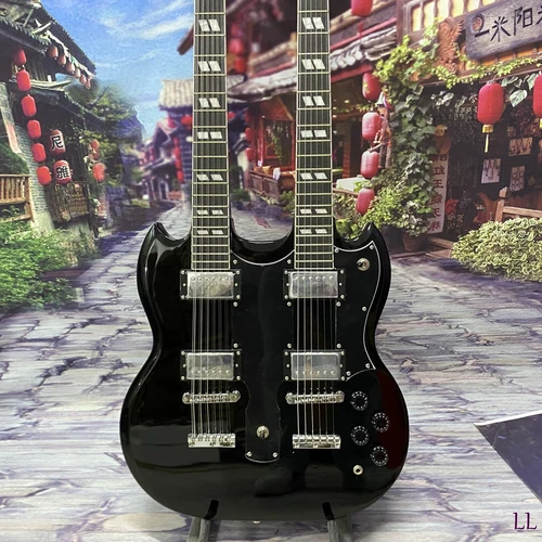 In US Custom 1969 EDS-1275 SG Double Neck Electric Guitar Jimmy Page 12+6 Black