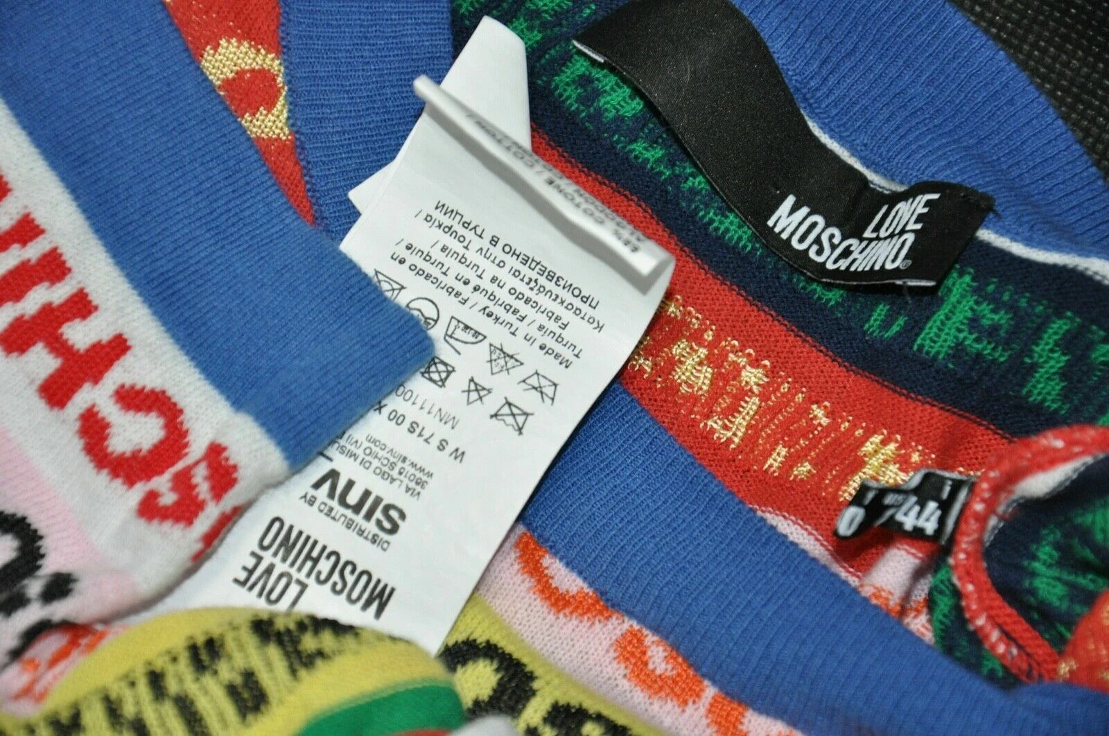 Abito maglione multicolore vintage Love Moschino arcobaleno donna taglia 8