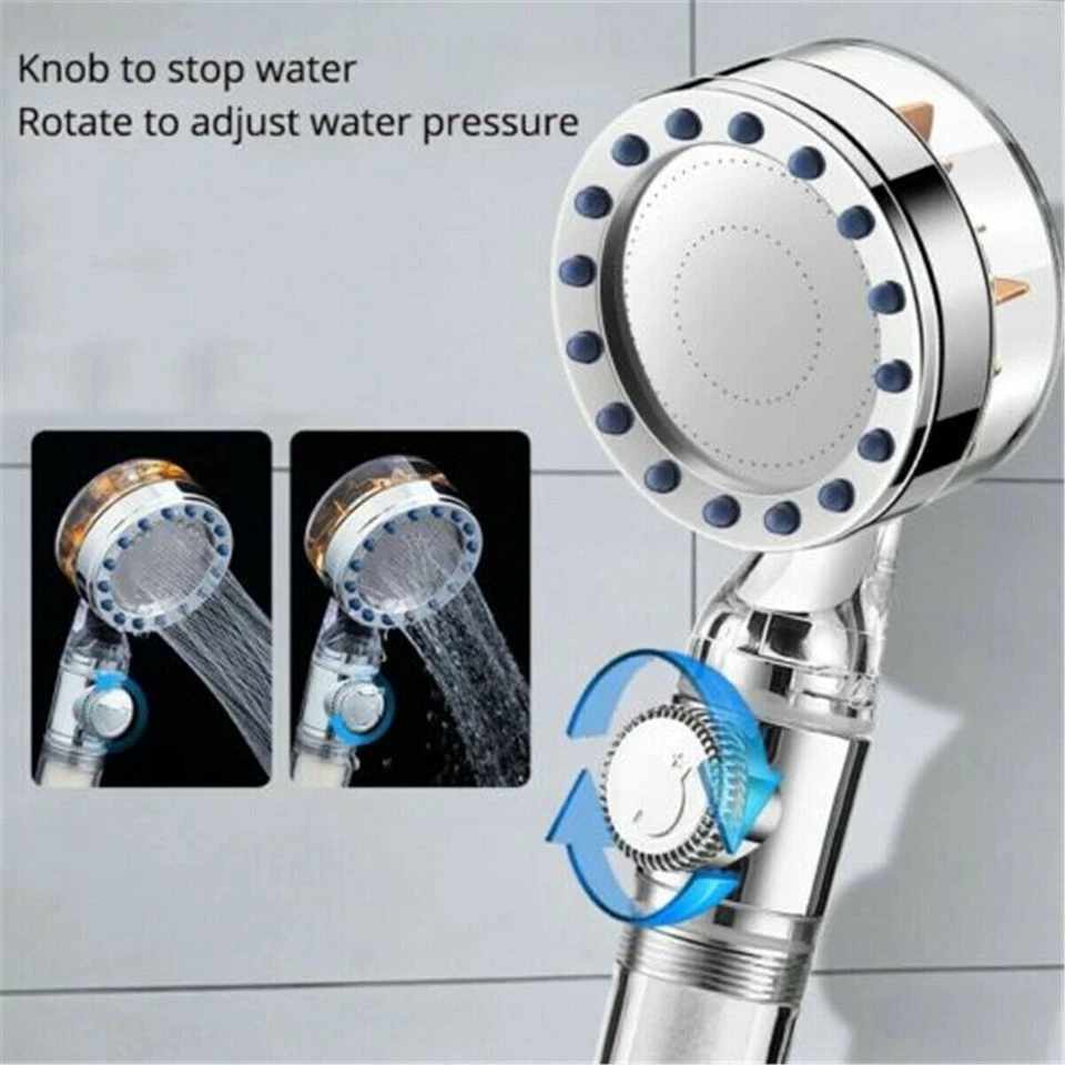 Hochdruck Duschkopf 360 Gedreh Wassersparende Handbrause Badezimmer Turbolader - Bild 4 von 4
