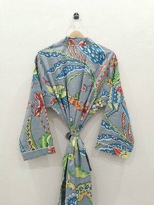 Indian Frida Kahlo Printed Cotton Kimono Robe, Nightwear Dress, Bridesmaid Gift