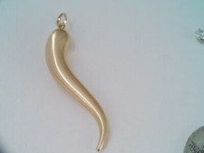 LARGE 14K YELLOW GOLD ITALY ITALIAN HORN PENDANT 2 1/4 "