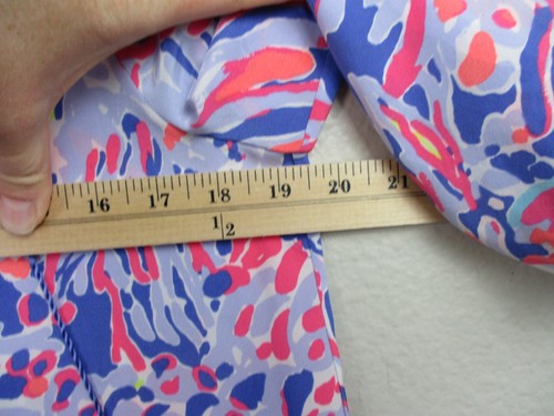 Lilly Pulitzer Silk Top Small Pink Blue Saria Shrimply Chic Tassel Long Sleeve - Picture 13 of 14
