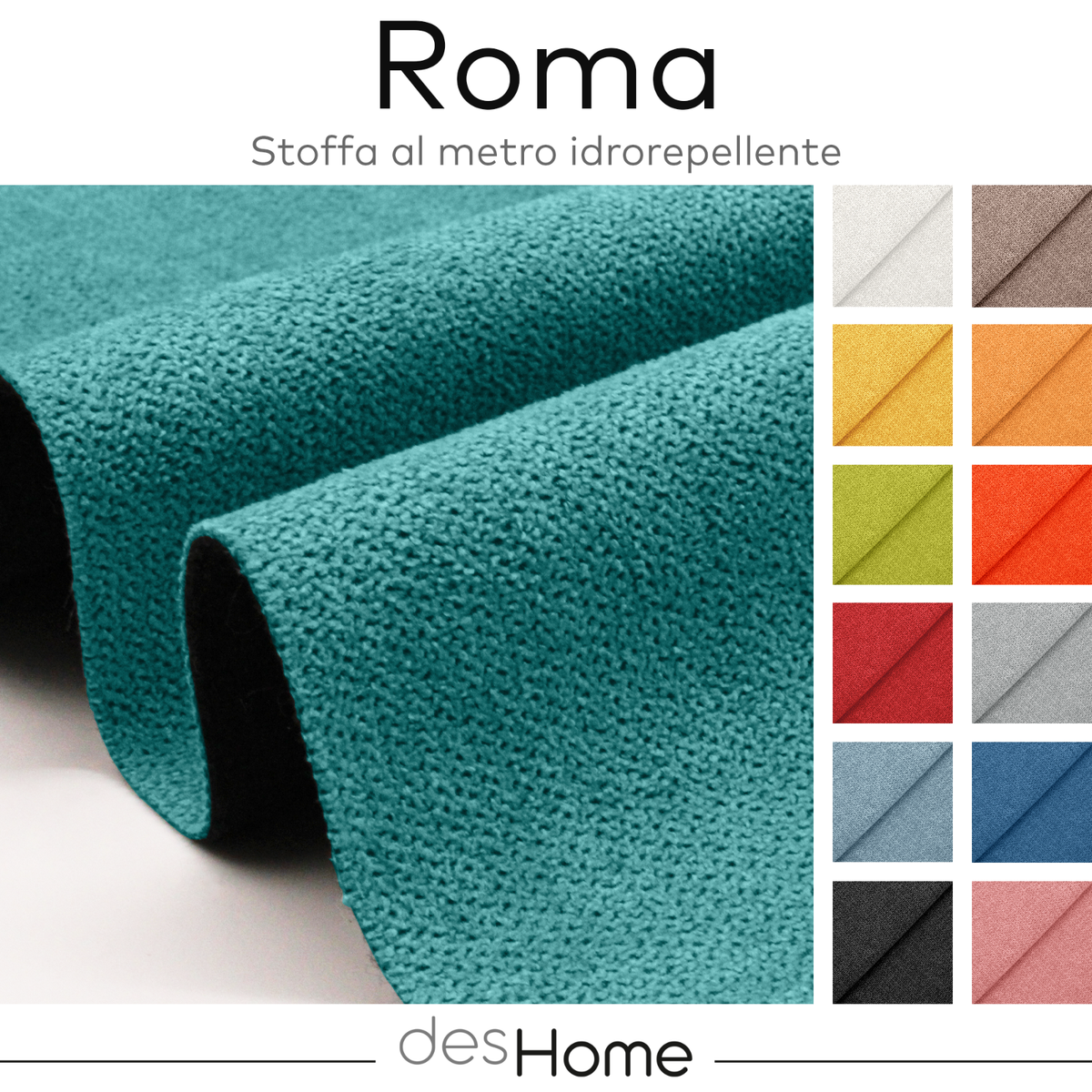 Tessuto Roma Idrorepellente - 5 Metri Blu Capri | Per Divani, Cuscini E Tappezzeria | Morbido E Resistente