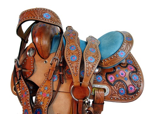 Selle Western Plaisance/trail Pour Cheval Gaité - Cuir - Tailles 15 16 17