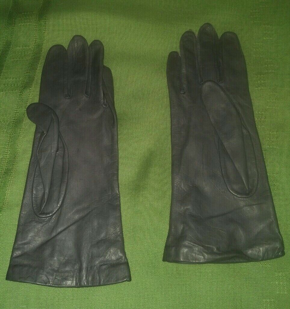 Grandoe Vintage Women's Leather Gloves - Nylon Lined, Size 7, Gray