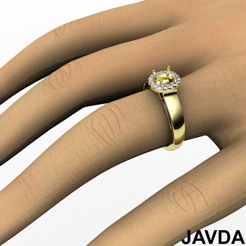 Cushion Semi Mount Diamond Halo Pave Setting Wedding Ring 18k White Gold 0.20Ctw - Picture 12 of 12