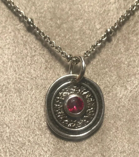 Birthstone Charm Necklace Sterling Silver 18 Inch Box Chain Ruby July NWT NEW - Picture 1 of 8