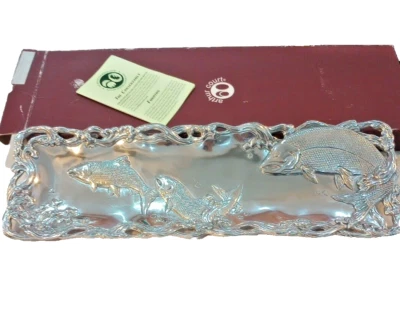 Vtg 2000 Arthur Court Jumping Fish Cast Aluminum Tray Nature Watch Conservancy - Image 1 of 4