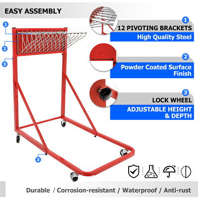 Mobile Blueprint Storage Rack Construction Plan Holder w/12 Brackets 240 lbs New