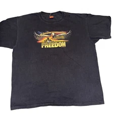 VTG y2K Hot Leathers Motorcycle Shirt Mens 2 XL Black Freedom Eagle Harley