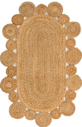 Jute Rug 100% Natural Braided style Area Carpet Rug handmade Reversible Oval Rug - Picture 8 of 17