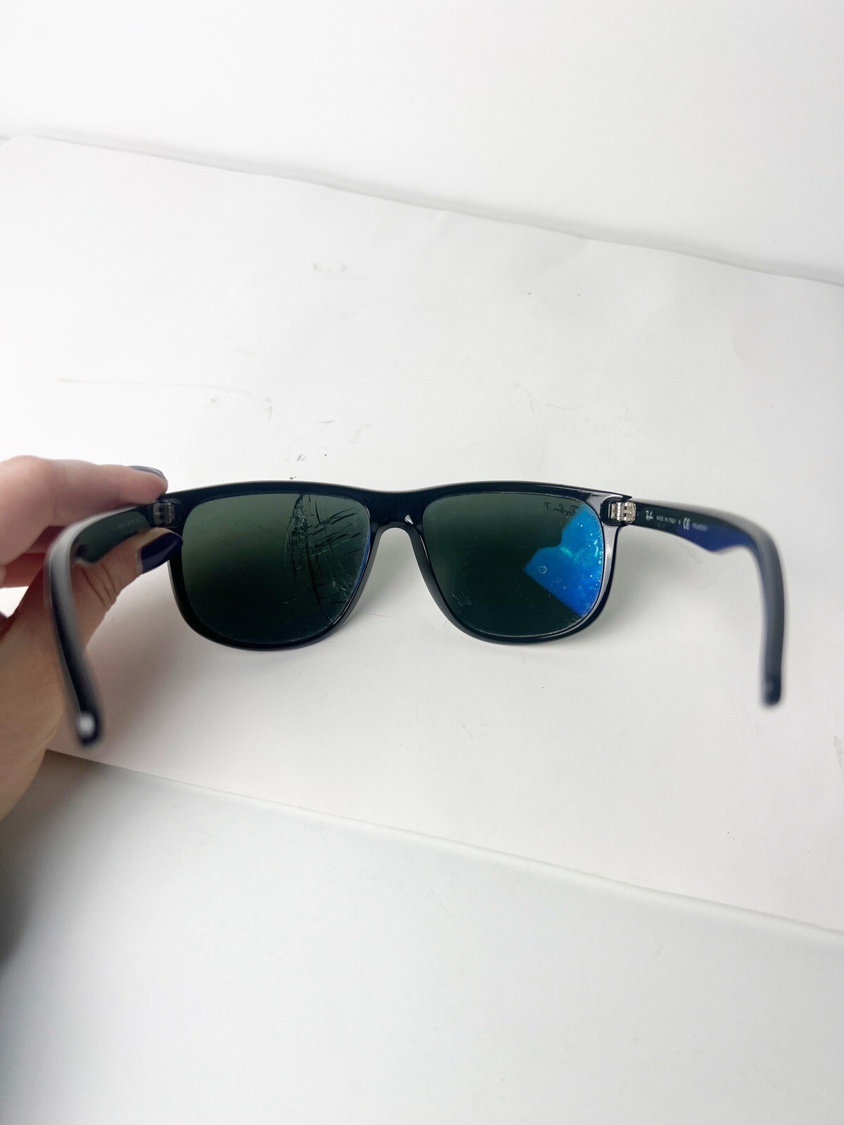 Rayban Black Wayfarer Made In Italy Polarized Lens Flawed image 3