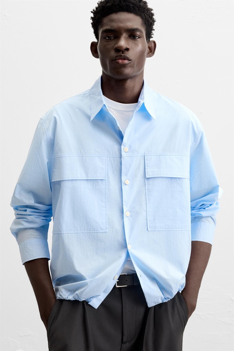 New Zara Pocket Overshirt 2688/792 S-M Sky Blue shirt jacket