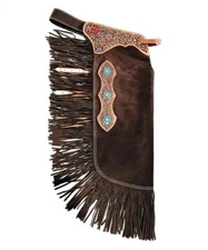 Showman Brown suede leather horse chinks with Micro Floral Tooling Design