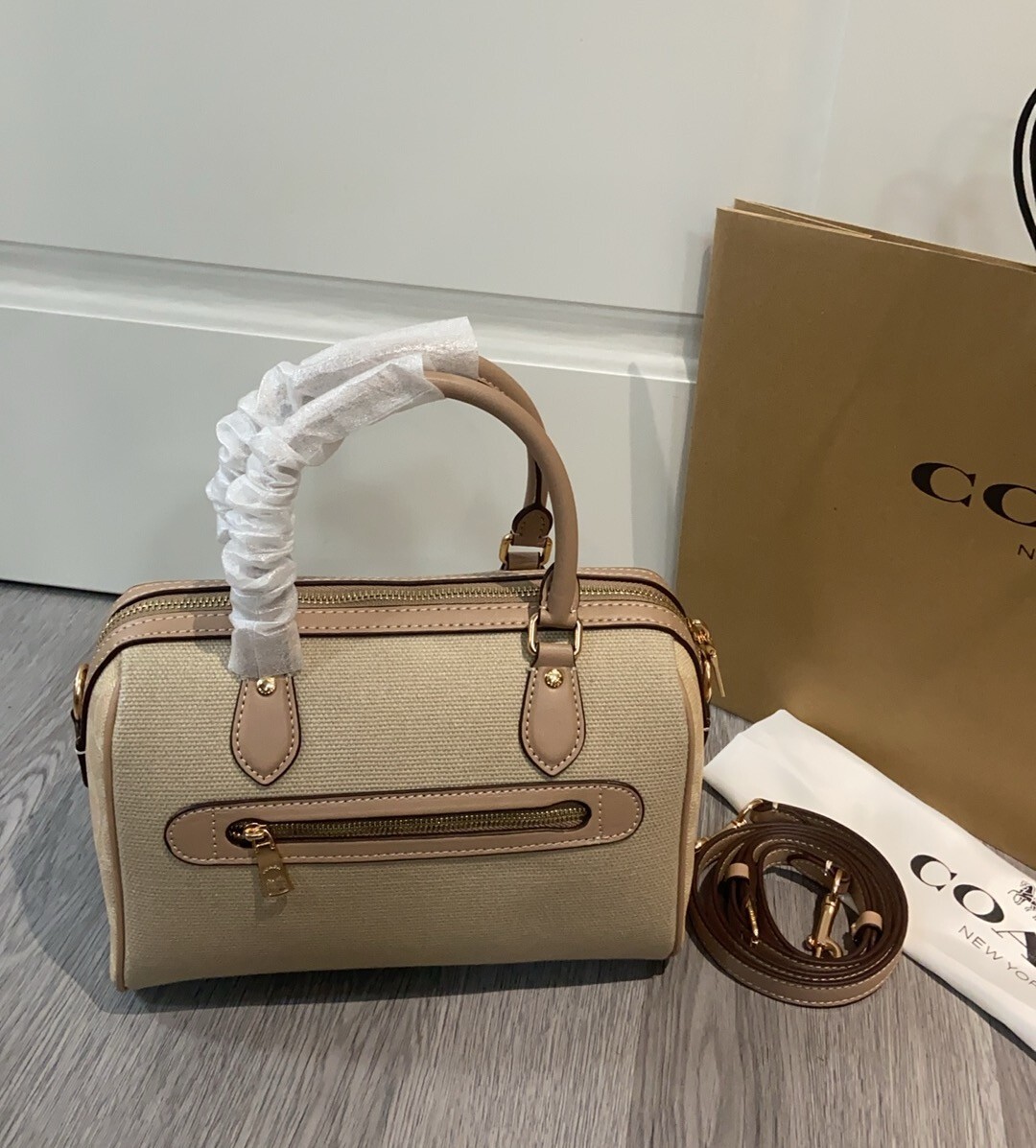 COACH Rowan Satchel Bag Color Block Dark Natural Multi CAK58