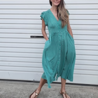 green emerald velvet dress Provence Bloom Tiered Midi Dress Floral Green– Selfie Leslie Australia